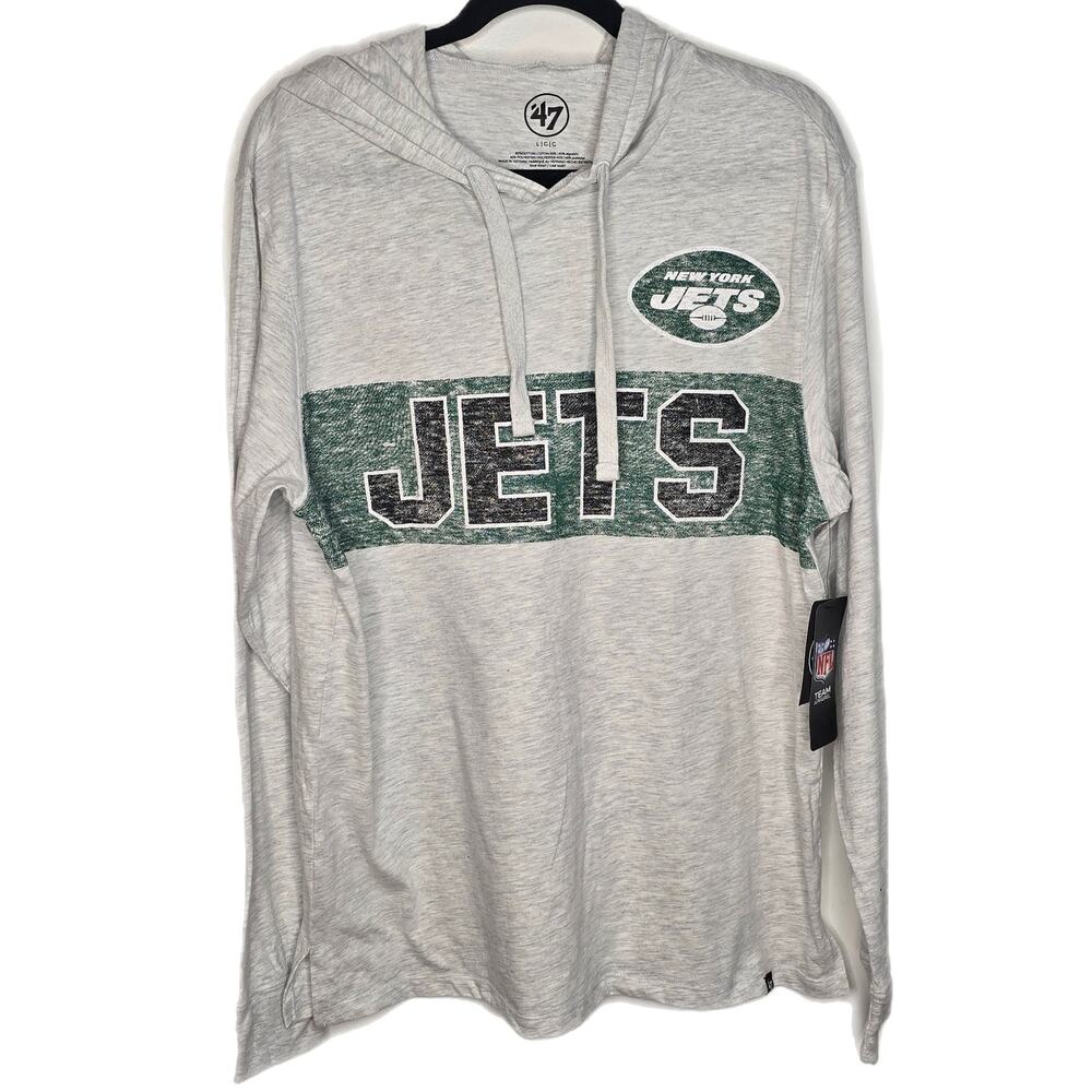 '47‎ Brand New York Jets Long-sleeve Hooded T-shirt Football Fan Gear Women's L
